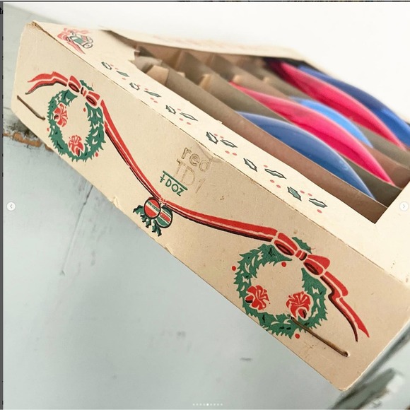 Vintage Christmas Ornaments Icicle Glass Patriotic Americana Poland Box Set 6B - Picture 5 of 9